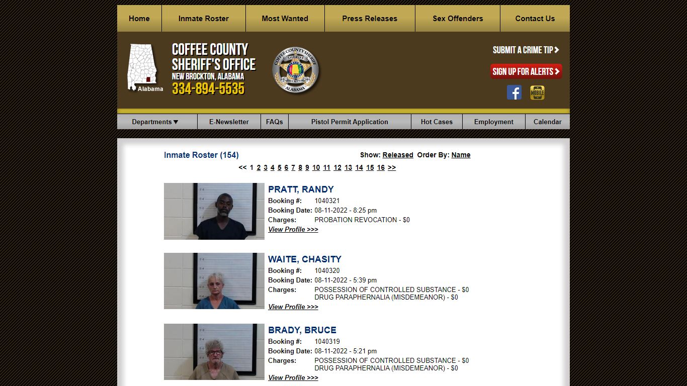 Inmate Roster - Current Inmates Booking Date Descending ...